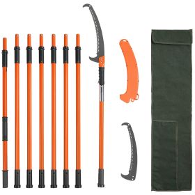 VEVOR Manual Pole Saw, 7.3-27 ft Extendable Tree Pruner, Sharp Steel Blade and Scissors High Branches Trimming, Branch Trimmer with Lightweight 8 Fibe