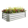 Metal Raised Garden Bed, Rectangle Raised Planter 4√ó2√ó1ft for Flowers Plants, Vegetables Herb Veezyo Silver