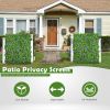 4 Pack Expandable Faux Privacy Fence, Decorative Faux Ivy Greenery Fencing Panel, Artificial Hedges Screen for Balcony Patio Outdoor, with Flower (Sin